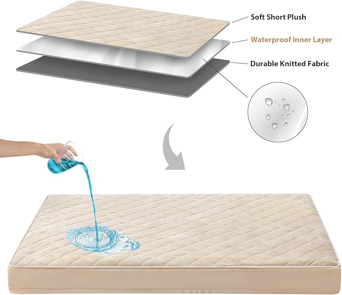 WNPETHOME Orthopedic XL Dog Bed for Crate, Waterproof Extra Large Dogs Bed with Removable Washable Cover, Multi-Needle Quilting Dogs Crate Bed