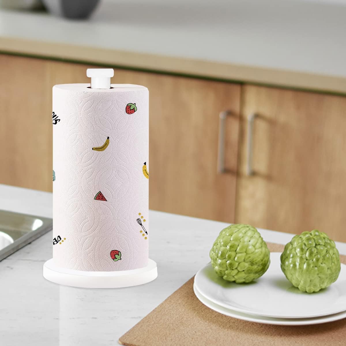 White Paper Towel Holder - Countertop Standing Holder for Kitchen