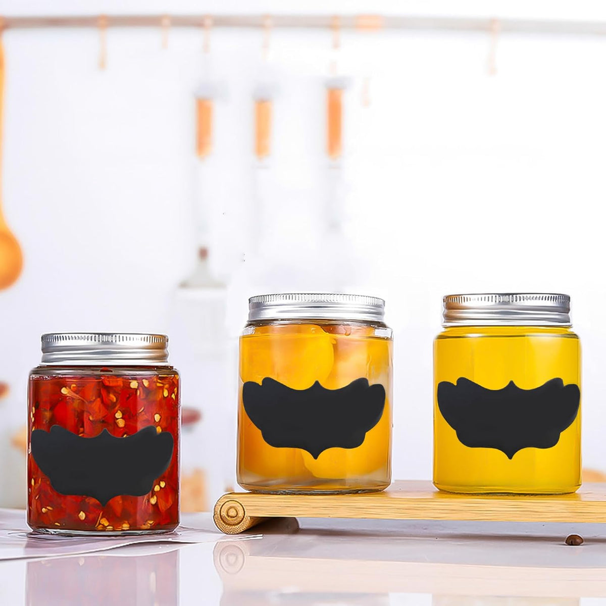 24 Pack 2oz Mini Mason Jars, Mini Mason Glasses Jar with Lids, Mason Jar with Silver Lid and 24 Pcs Labels Round Clear Food Container Spice Jars for Jam, Honey, Wedding Shower Favors