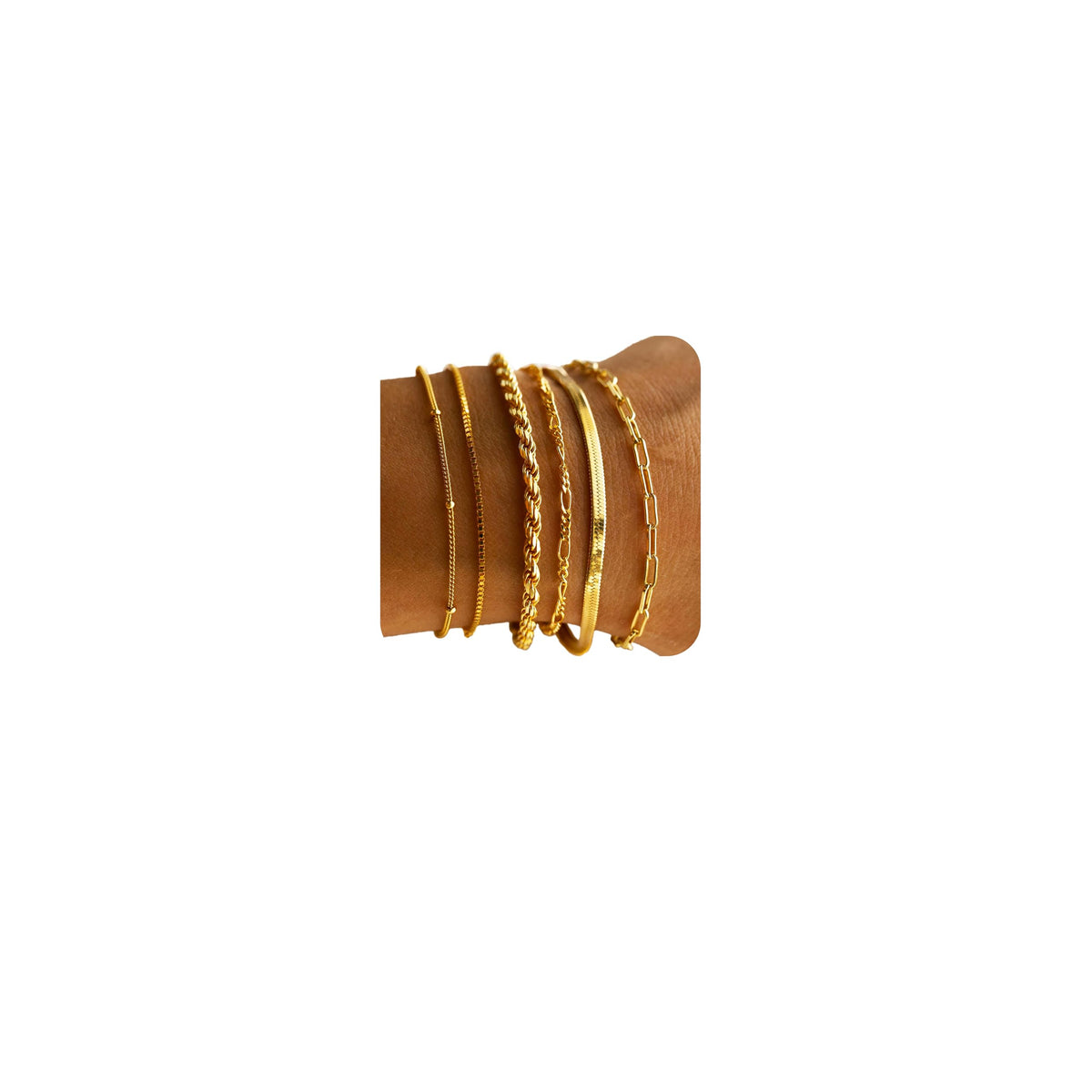 DEARMAY Gold Bracelets for Women Non Tarnish 14K Gold Plated Minimalist Bracelets Stack for Women Trendy Dainty Stackable Paperclip Rope Snake Box Figaro Chain Bracelets Set Pack Jewelry Sets Costume Fashion Gifts