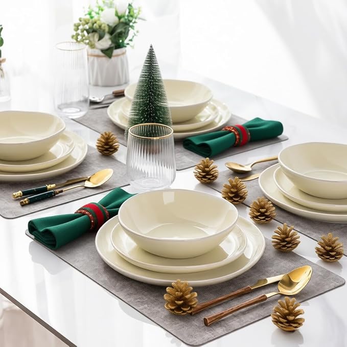 AmorArc Ceramic Dinnerware Sets,Handmade Reactive Glaze Plates and Bowls Sets,Highly Chip and Crack Resistant | Dishwasher & Microwave Safe Dishes Set, Service for 6 (18pc)