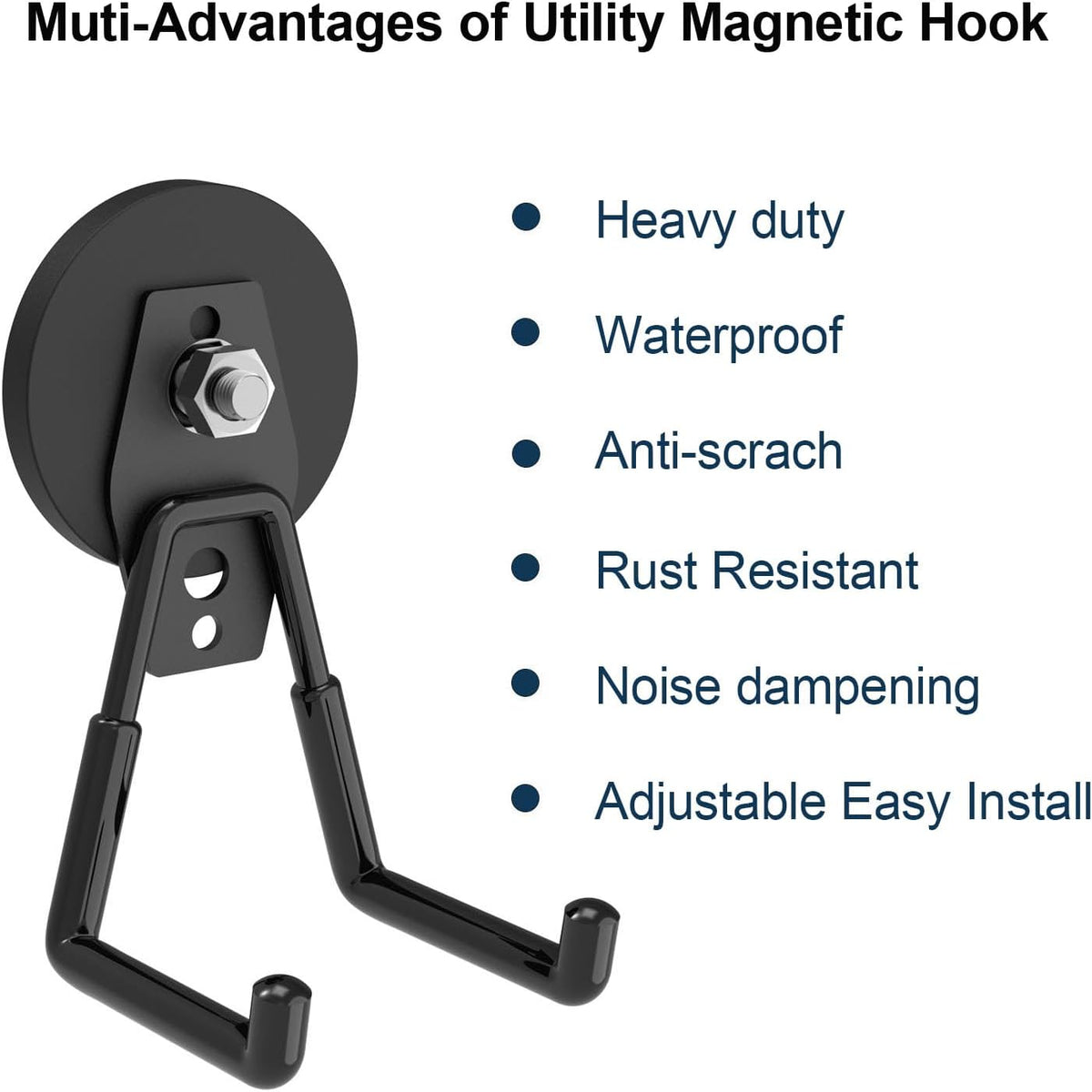 Super Strong Magnetic Hooks Heavy Duty, Magnetic Utility Hooks for Power Drill, Garden Tools, Hose, Straps, Steel Pegboard, Horse Trailer, Garage Magnetic Hooks Hanger Tool Holder(4pack)