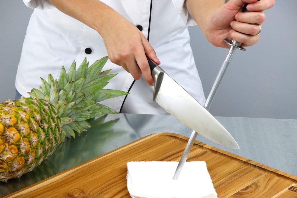 Professional Honing Steel 10”, Magnetized for Safety, No Rust, No Cheap Plastic! Noble’s Knife Sharpener Has an Oval Handle for a Firm Grip and is Built For Daily Use, Perfect for Chefs!