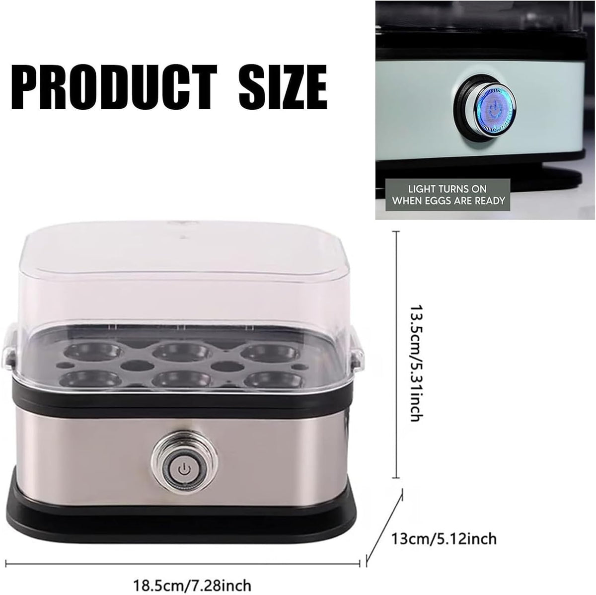 Sunny Side Master Egg Cooker, Smart Egg Cooker with Auto Shut, Multi-Function 6-in-1 Stainless Steel Electric Rapid Egg Cooker for Home Use (1)
