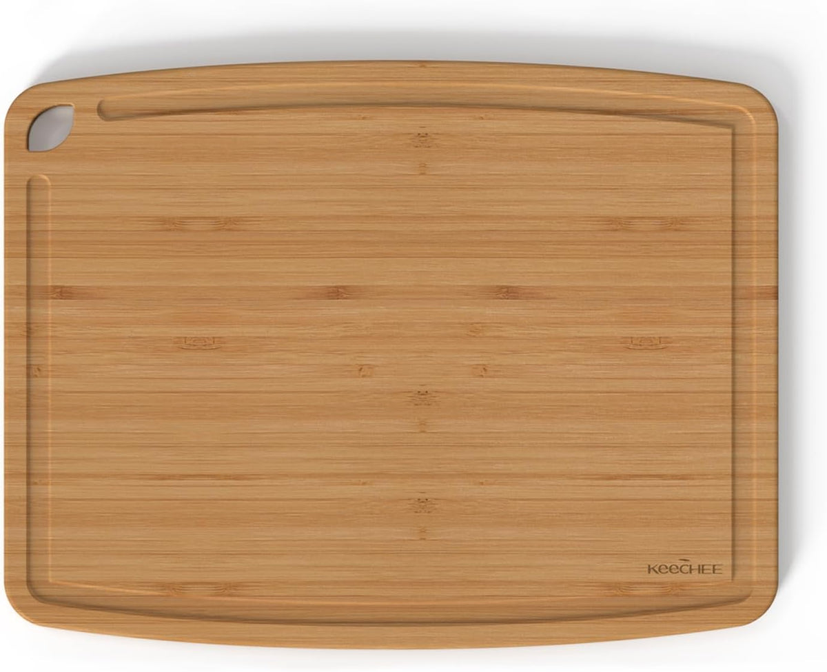 Dishwasher Safe Bamboo Cutting Boards Durable Lightweight Wood Cutting Board for Busy Kitchen, Easy Storage & Clean Wooden Chopping Boards with Juice Groove Set of 2 (M+S)