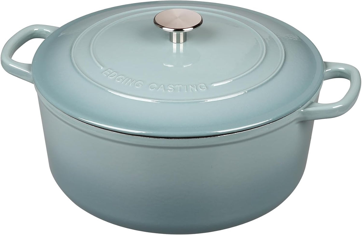 Enameled Dutch Ovens Cast Iron Dutch Oven Pot with Lid for Bread Baking, Cook, Dual Handle, 7 Quart, Seasalt