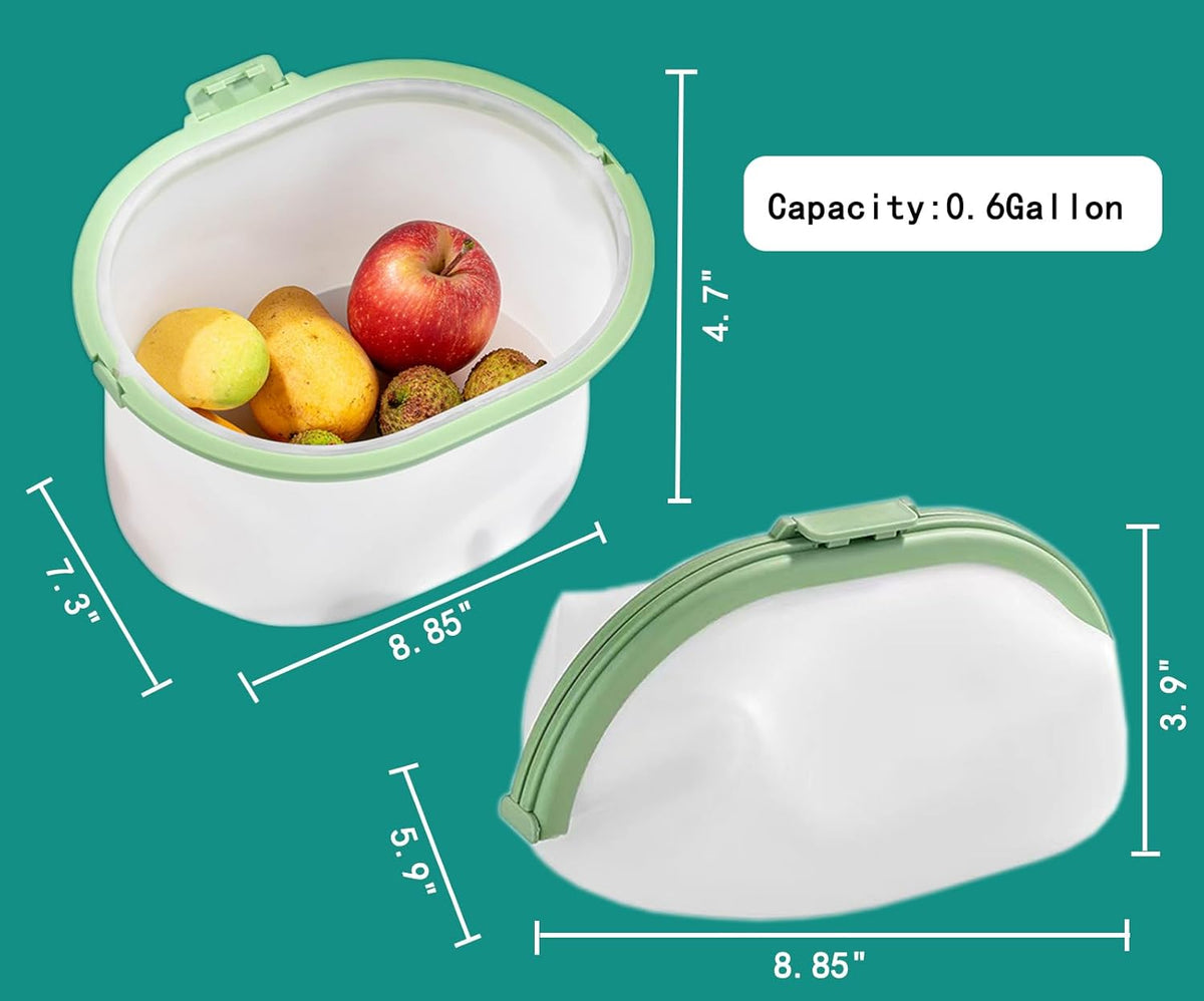 Reusable Silicone Food Storage Container Bags Microwave, Dishwasher and Freezer Safe Plastic Fruit, Marinate Meat, Cereal, Sandwich, Snack, Travel Items space gray