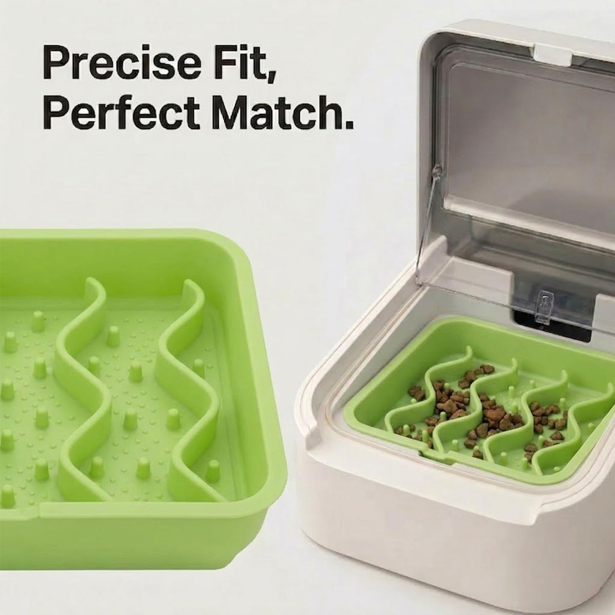 Slow Feed Bowl Compatible with PetLibro One RFID Feeder, Slow Feed Bowl Replacement Insert, Anti-Gulping Pet Tray to Stop Vomiting and Bloat (Green- Wave)