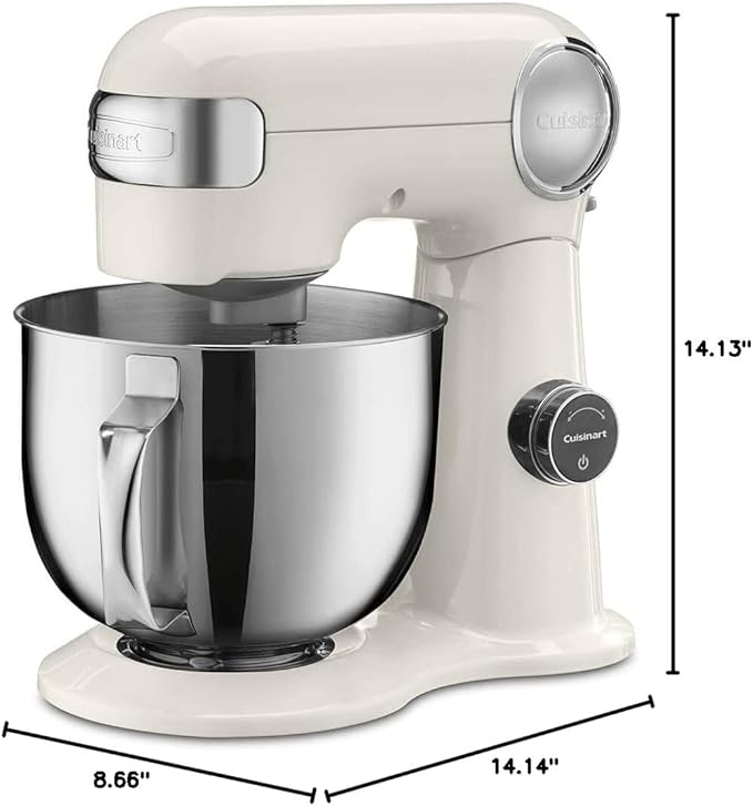 Cuisinart SMD-50CRM Precision Pro 5.5-Quart Digital Stand Mixer with 12-Speeds, 3 Preprogrammed Food Prep Settings, Mixing Bowl, Chef's Whisk, Flat Mixing Paddle, Dough Hook, and Splash Guard, Cream