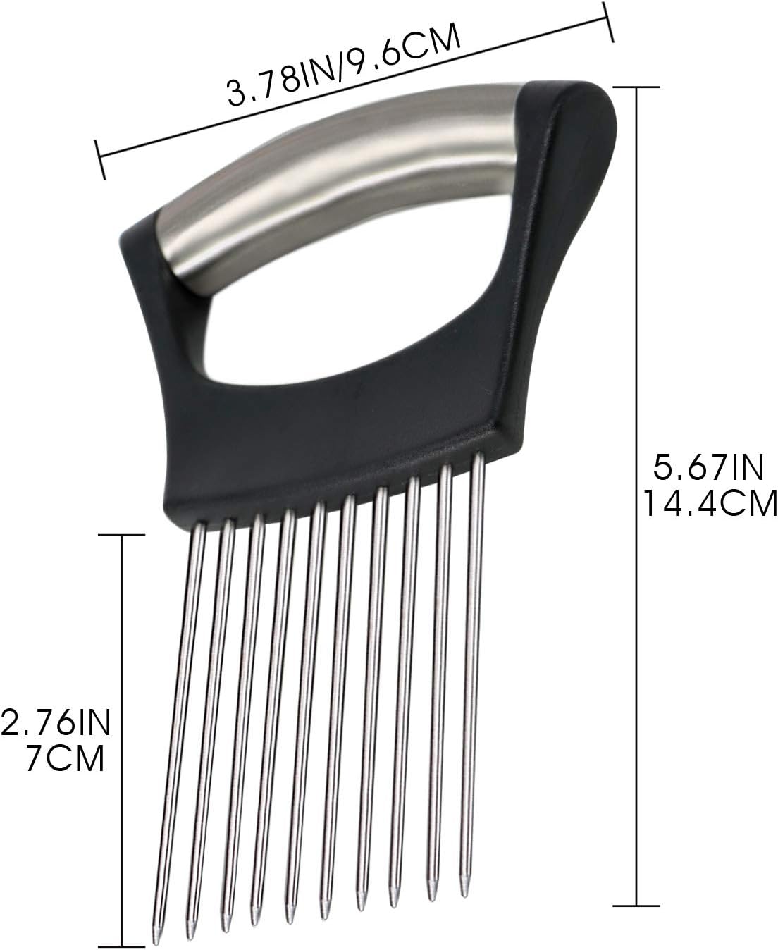 1PCS Stainless Steel Onion Holder Slicer, 2PCS Finger Guard, Holder Slicer for Vegetables, Tomato, Lemon, Meat