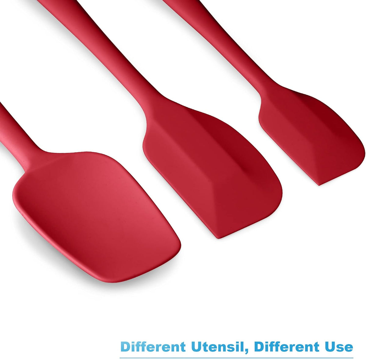 Silicone Spatula 3-piece Set, Ergonomic Handle High Heat-Resistant Spatulas, Non-stick Rubber Spatulas with Stainless Steel Core, Wine Red