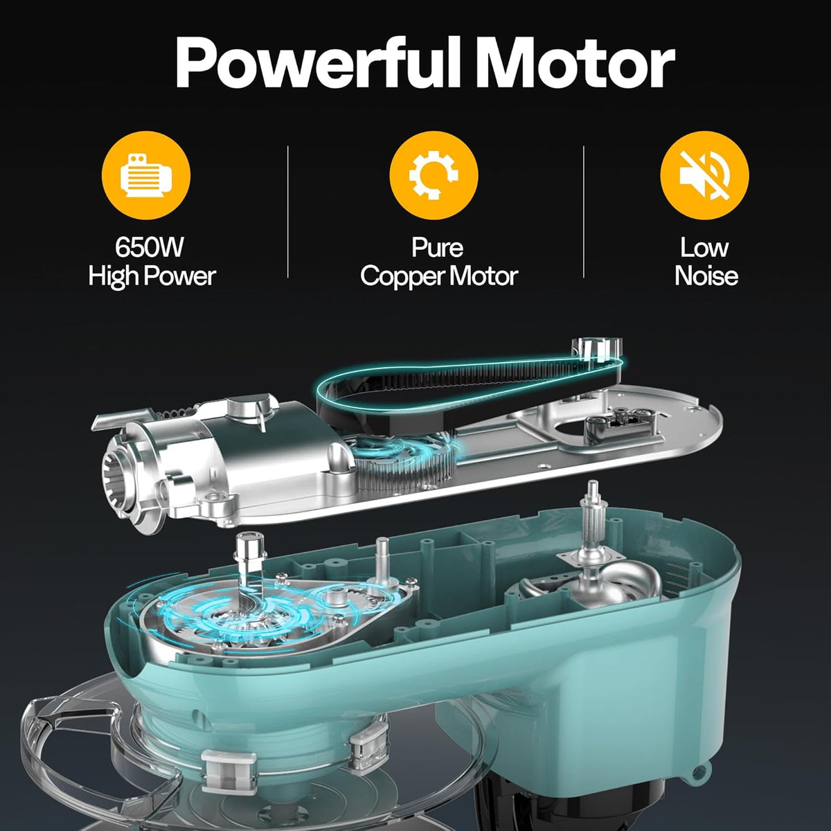 VIVOHOME 3 in 1 Multifunctional Stand Mixer with 6 Quart Stainless Steel Bowl, 650W 6 Speed Tilt-Head Meat Grinder, Juice Blender, Blue
