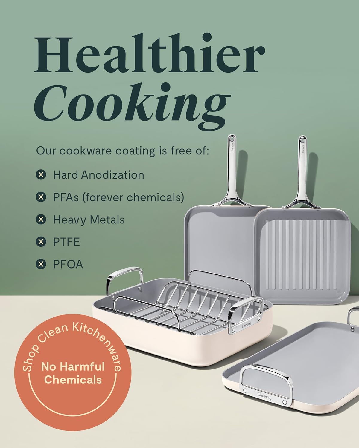 Caraway Griddle Pan & Grill Pan Duo - Non-Stick Ceramic Coated - Non Toxic, PTFE & PFOA Free - Oven Safe & Compatible with All Stovetops – Perracotta