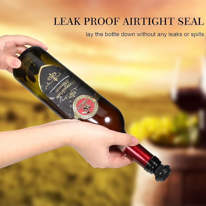 Honoson 24 Pieces Wine Stopper Resealable Pump Vacuum Silicone Saver Practical for Kitchen Supplies Bottle Tools (Black)
