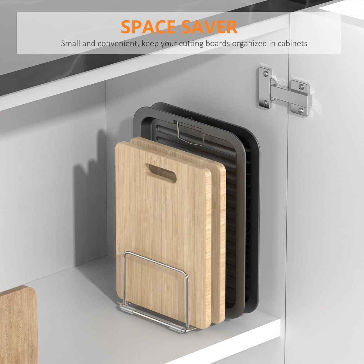 Cutting Board Holder Stand, Chopping Board Storage Rack, Cutting Board Organizer, 304 Stainless Steel Chopping Board Holder, Cookie Sheets Organizer 1.0+1.2 Inch Width Slots (2 PCS)