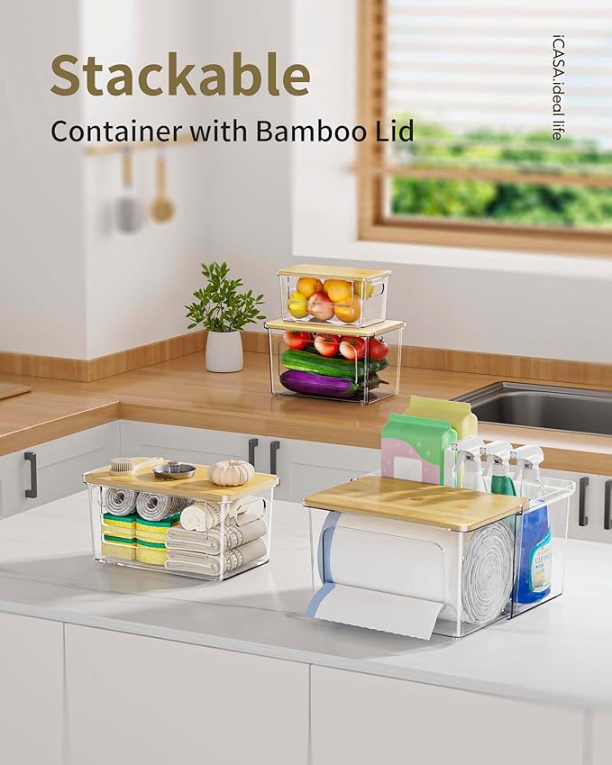 Trash Bag Dispenser Holder - 3 in 1 Acrylic Plastic Garbage Bag Pantry Organizer, Clear Large Laundry Pods Container with Lid, Stackable Under Sink Kitchen Laundry Room Organization and Storage