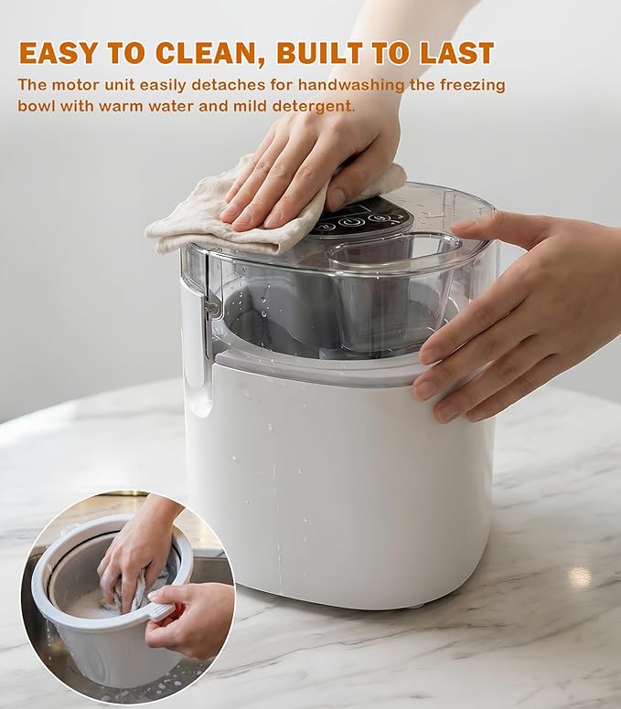 Ice Cream Maker Machine, 1.52 Quarts Ice Cream, Sorbet and Frozen Yogurt Machine, 1.52-Qt Insulated Freezer Bowl, LCD Screen and Timer, Quick Results, Easy to Operate and Clean