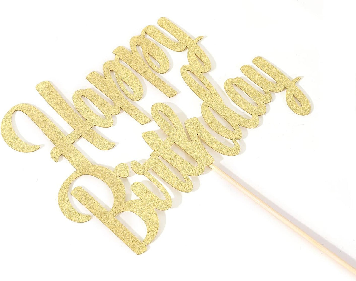 Happy Birthday cake topper - 1/10/13/15/16th gold cake topper, 1st/21st birthday party cake Happy Birthdays,30/40/50/60/70/80/90/100th happy birthday cake topper