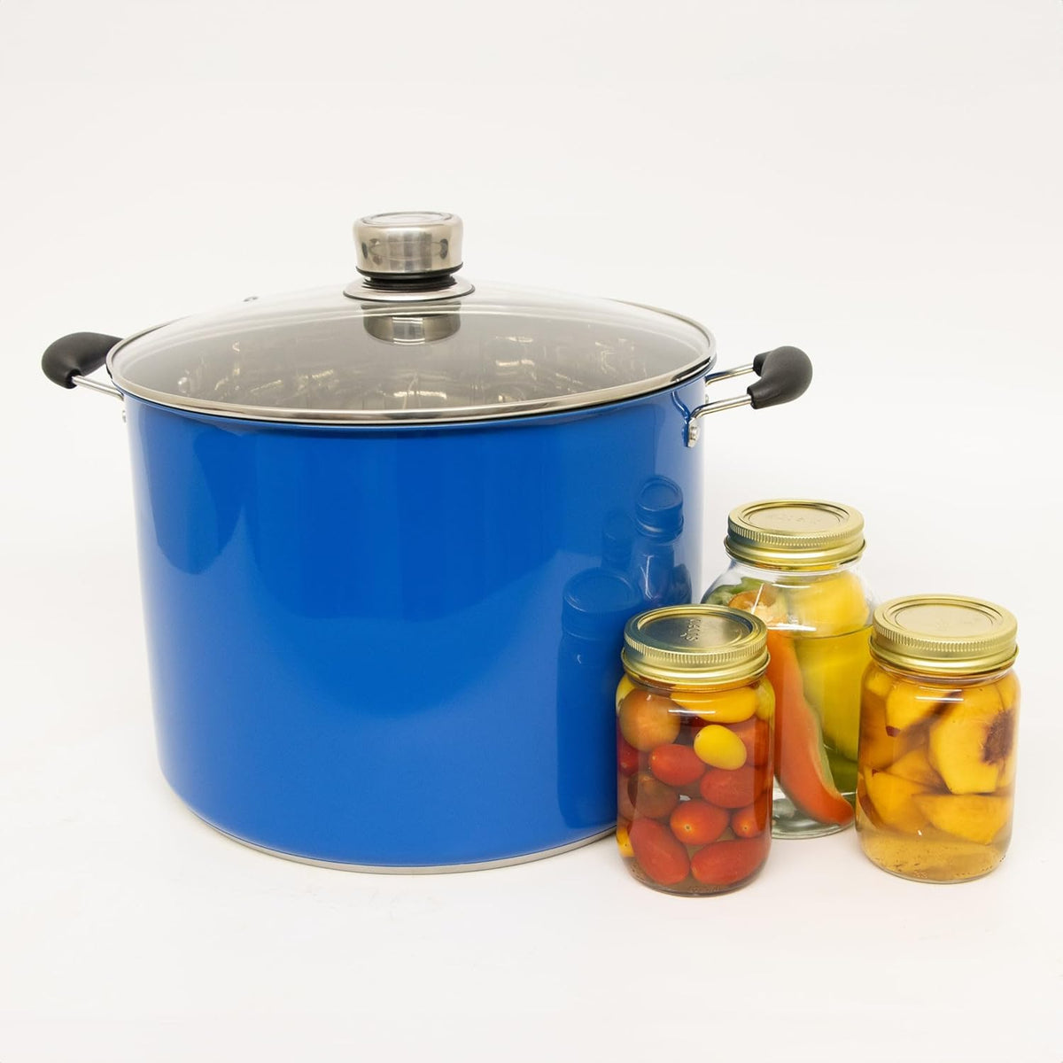 Lehman's 21.5-Quart Water Bath Canner with Pressure Gauge, Durable Stainless Steel Stockpot for Home Canning and Preserving, Blue
