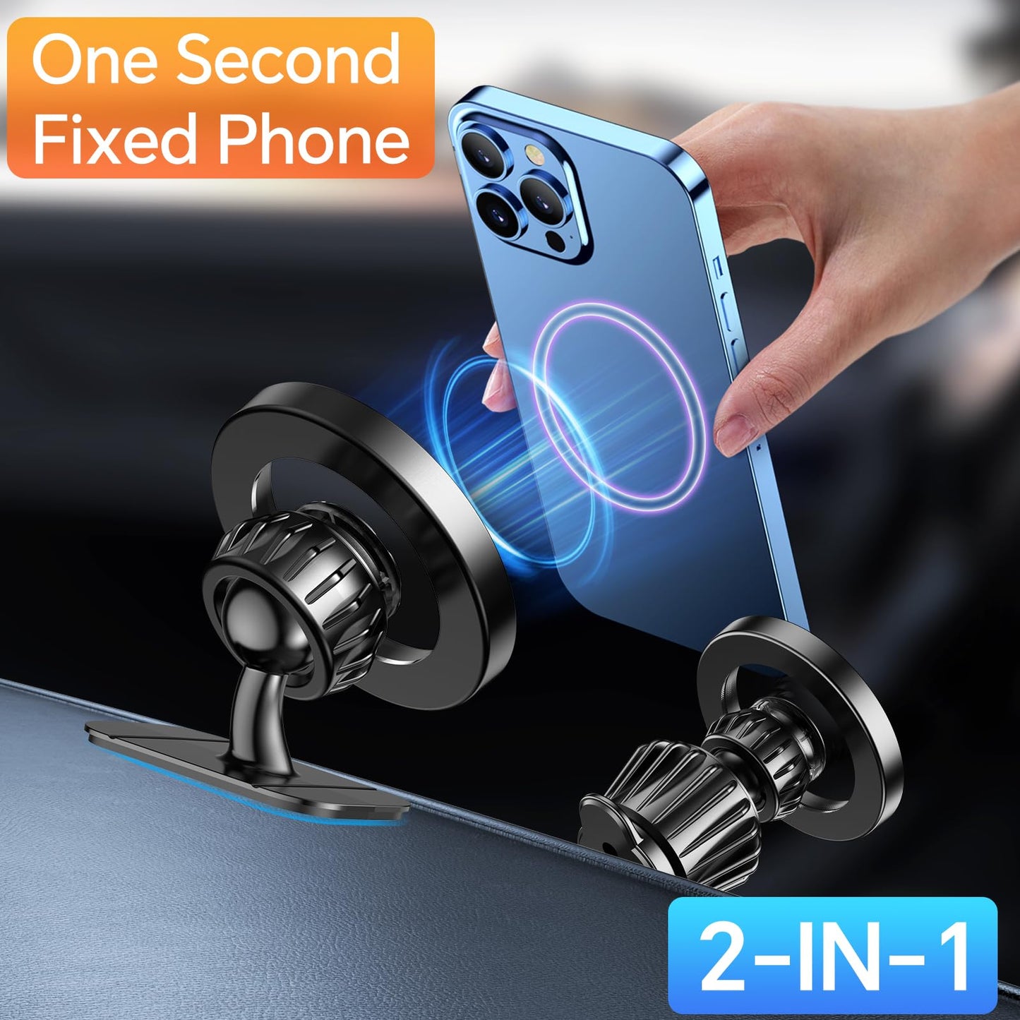for iPhone Magsafe car Mount【20 Strong Magnets】Magnetic Phone Holder for Car Dashboard【360° Rotation】Hands Free Car Phone Holder Mount Dash Fit iPhone 15 14 13 12 Pro Max Plus MagSafe Car Accessories