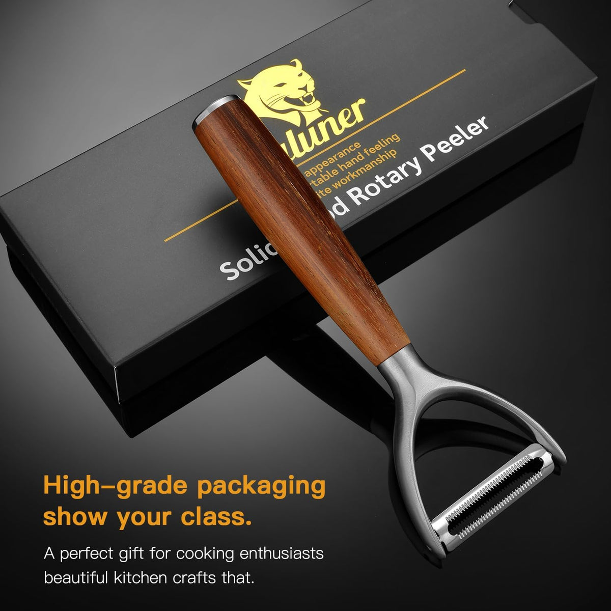Serrated Blade Premium Y Type 304 Stainless Steel Multifunctional Kitchen Peeler Real Wood Handle Ultra Sharp Blade Vegetable Potato Apple(Boluoge)