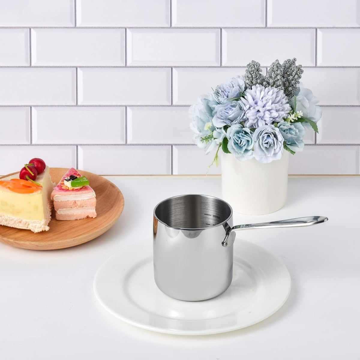 IMEEA Butter Warmer Turkish Coffee Pot Milk Warmer Pot Mini Saucepan with Spout 18/10 Tri-Ply Stainless Steel (10oz/300ml)