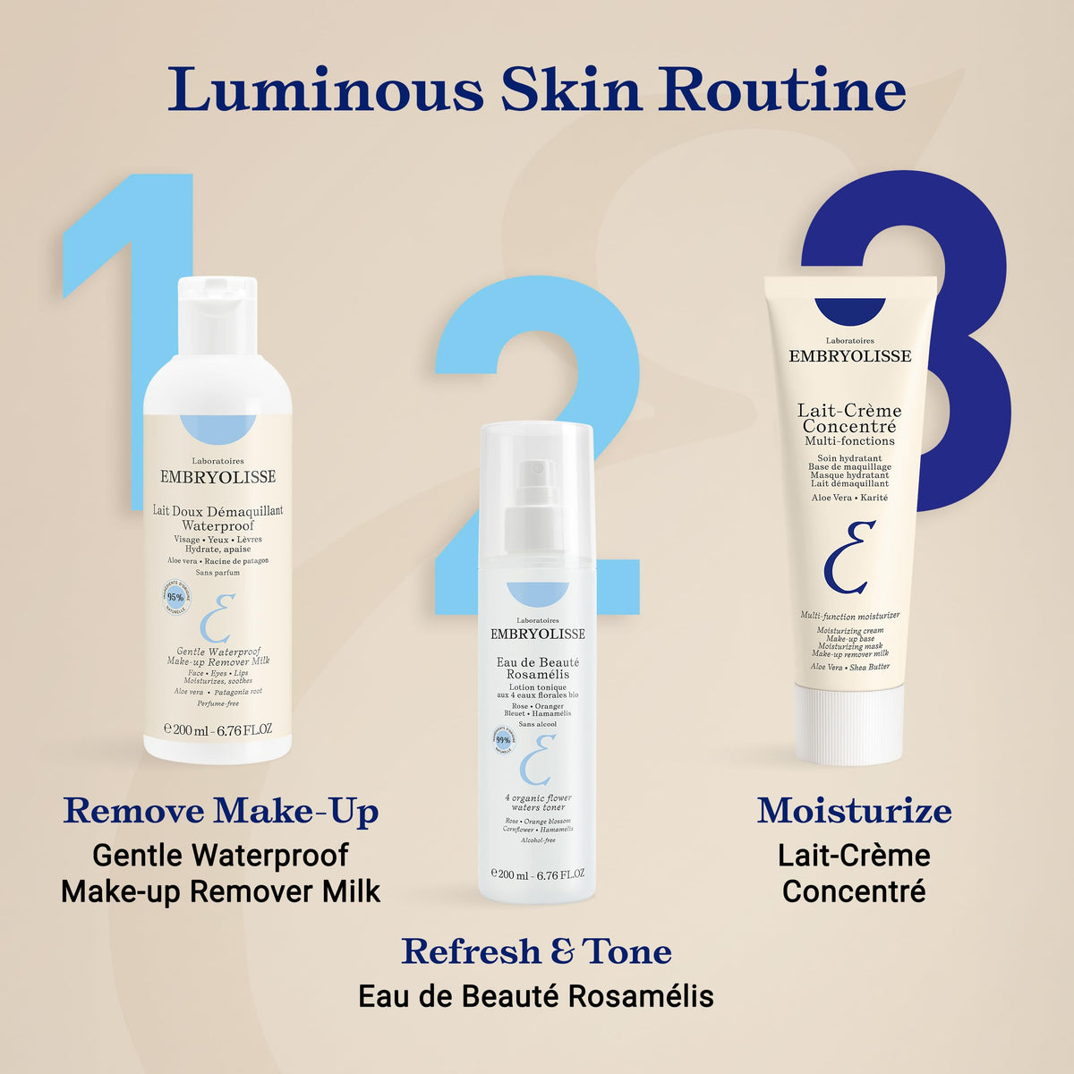 Embryolisse Gentle Makeup Remover Milk, Hydrating Face Cleanser, 6.76 Fl Oz