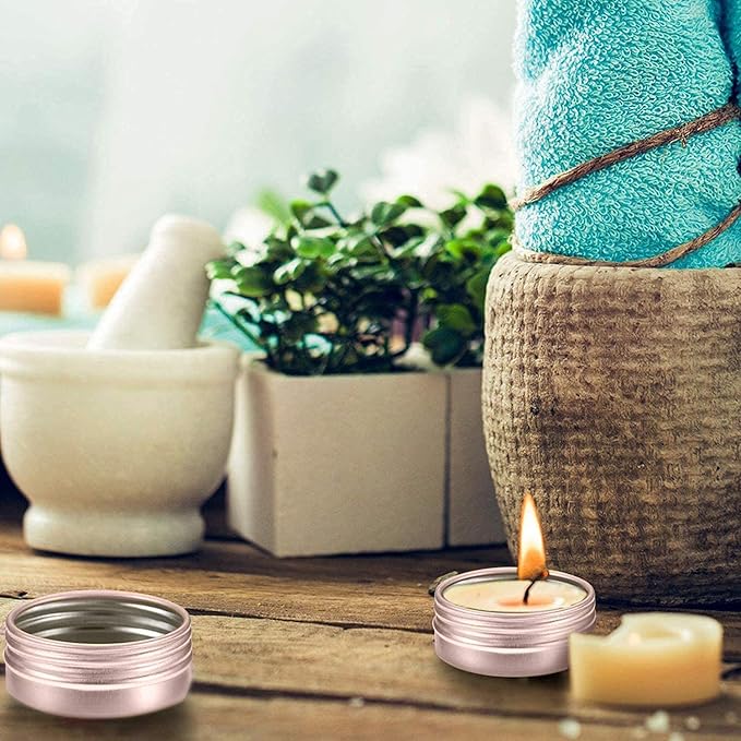 2 Ounce Aluminum Tin Jar with Screw Cap 60mL Tin Cans Refillable Containers for Cosmetic, Lip Balm, Cream, Lotion, Balms, Spices, Salve, Rose Gold 12 Pcs.