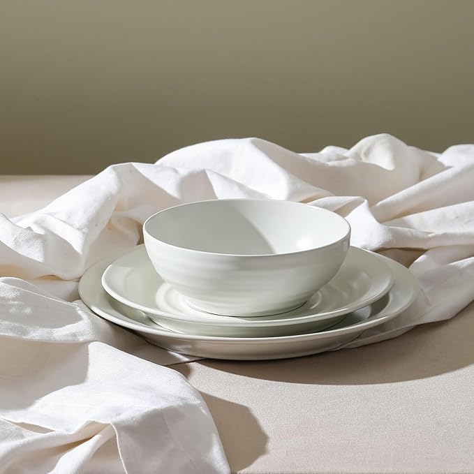 Stone Lain Orbit 4-Piece Dinner Plate Set Stoneware, White