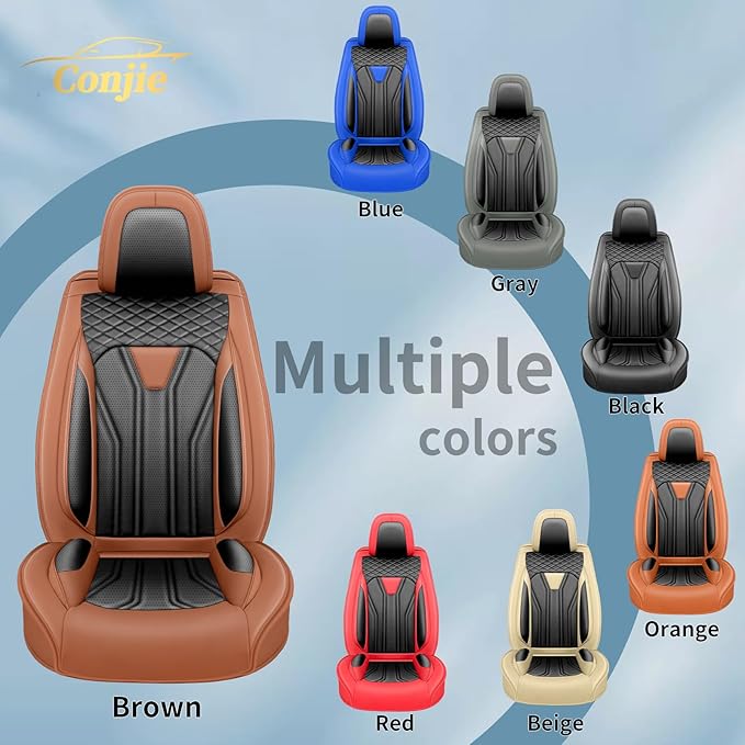 Fit Juke Car Seat Covers Compatible with Nissan Juke 2012-2015 2016 - Full Set Premium Leather, Waterproof Breathable, All-Weather Seat Cushion Protecto&Airbag Compatible(Brown & Black