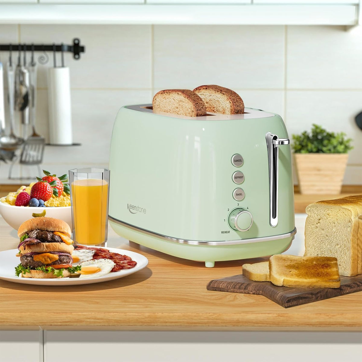 Toaster 2 Slice Stainless Steel Toaster Retro with 6 Bread Shade Settings, Bagel, Cancel, Defrost Function, 2 Slice Toaster with Extra Wide Slot, Removable Crumb Tray