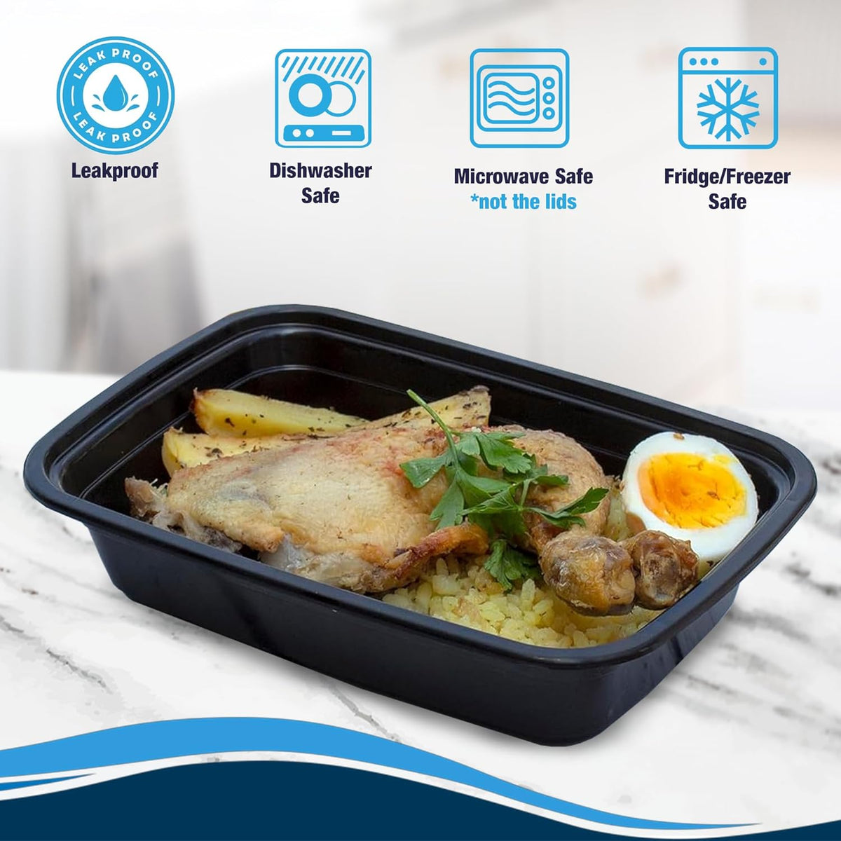 Ruthy's Outlet Meal Prep Containers W/Lids -Square Food Storage – BPA-Free| Stackable | Microwave | Freezer & Dishwasher Safe | Reusable Lunch Bento Box Portion Control & Planning (50 Pack, 24 oz)