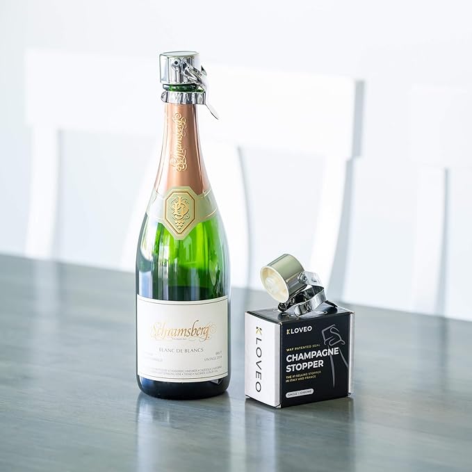 KLOVEO Champagne Stoppers - Patented Seal - Made in Italy - Professional Grade WAF Champagne Bottle Stopper - Prosecco, Cava, and Sparkling Wine Bottle Stopper