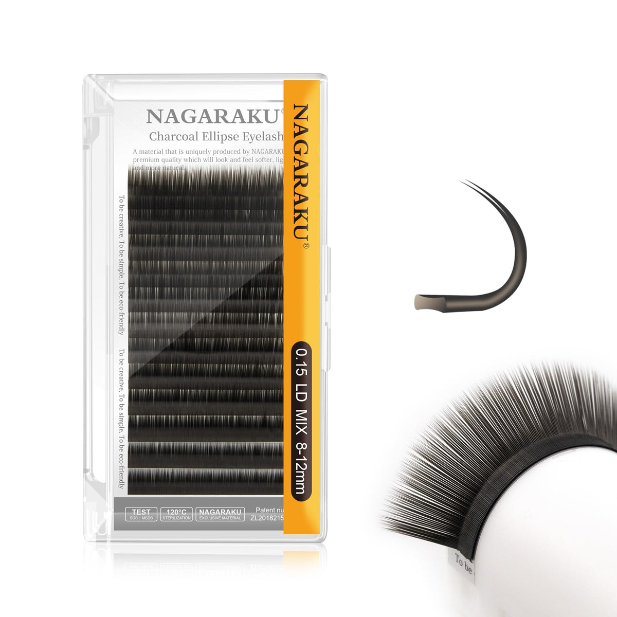 Nagaraku Double Tips Flat Ellipse Eyelash Extensions Supplies 0.15 Ld Curl 8-12Mm Mix Natural Charcoal Color Faux Mink Super Sof