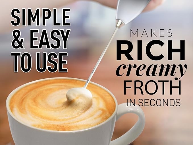 Zulay Powerful Milk Frother for Coffee with Powerful Motor - Handheld Frother Electric Whisk, Milk Foamer, Mini Mixer and Coffee Blender Frother for Frappe, Latte, Matcha, No Stand - Storm