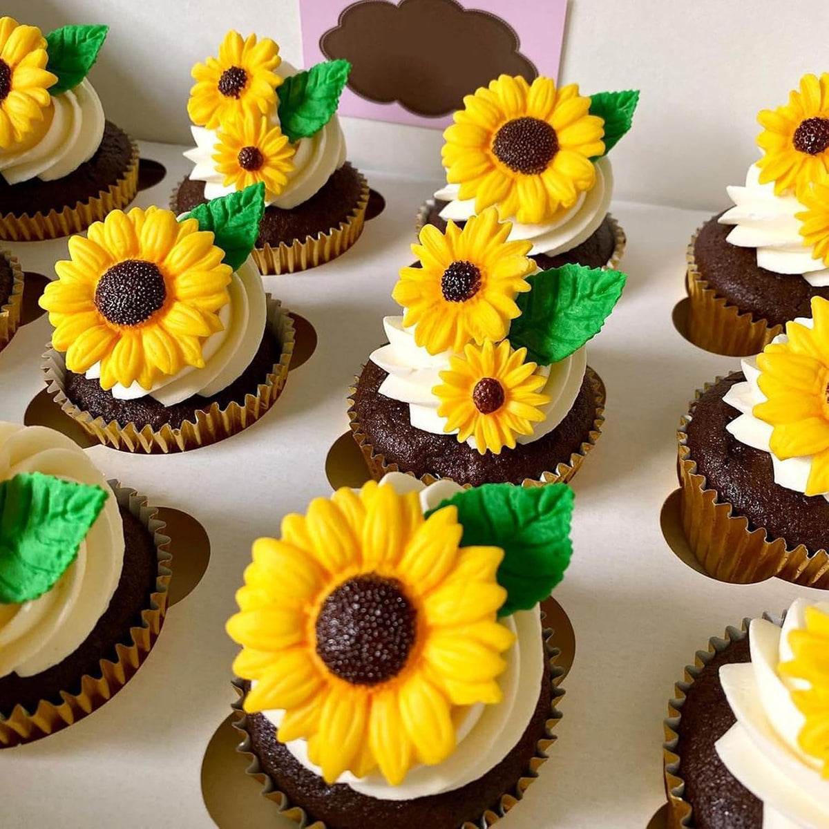 Sunflower Mold Silicone 4 Pcs, Daisy Flower Molds Chrysanthemum Flower Leaves Mold for Decoration Candy Sugar Cupcake Topper Cake Pop Popsicle Polymer Clay Crafts