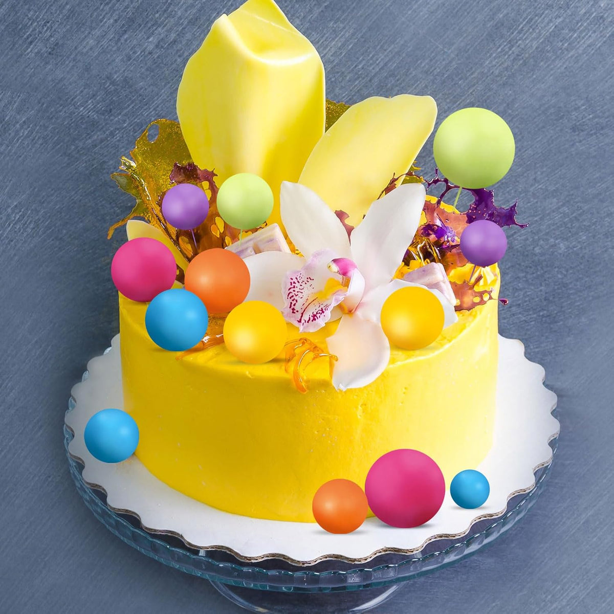 108 Pcs Balls Cake Topper DIY Cupcake Insert Foam Balloons for Cake Baking Wedding Anniversary Birthday Decoration(Sweet Colors,Multi Sizes)
