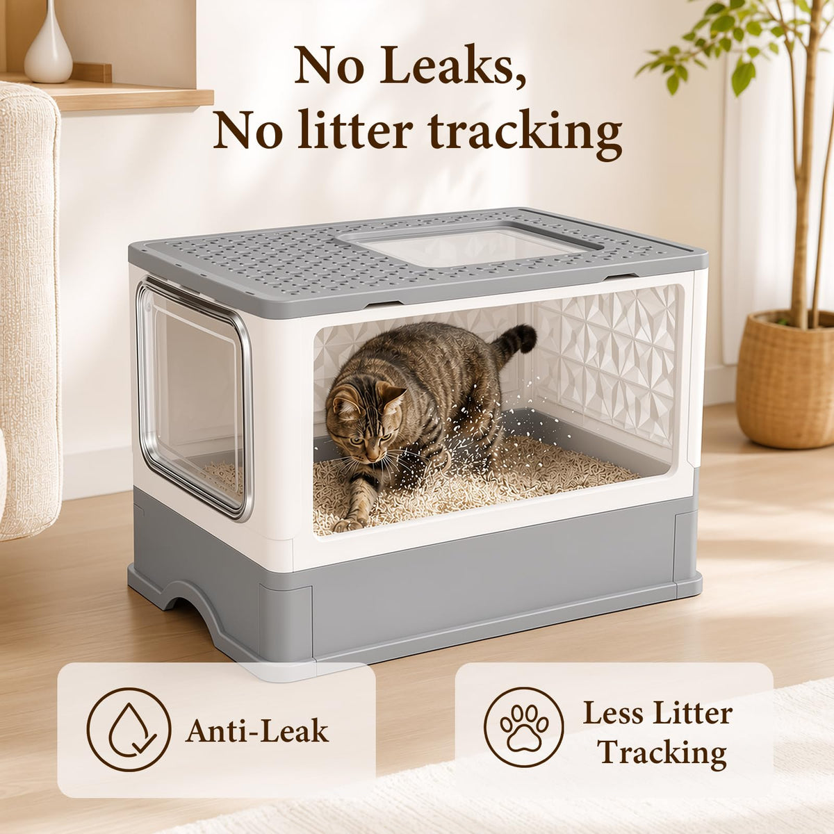 CBMNBDR Covered Cat Litter Box with Lid for Small & Medium Cats