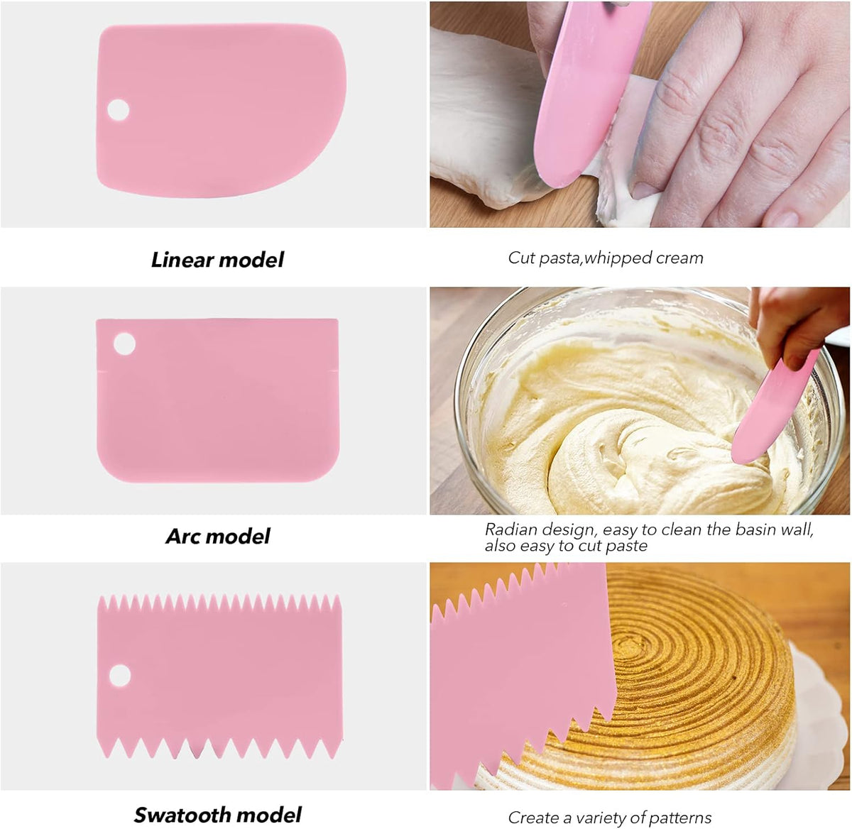 Offset Spatula Set with 3 Packs Cake Scrapers Smoother, Stainless Steel Angled Icing Spatula Cake Decorating Frosting Spatula Set with 6, 8, 10 inch Blades