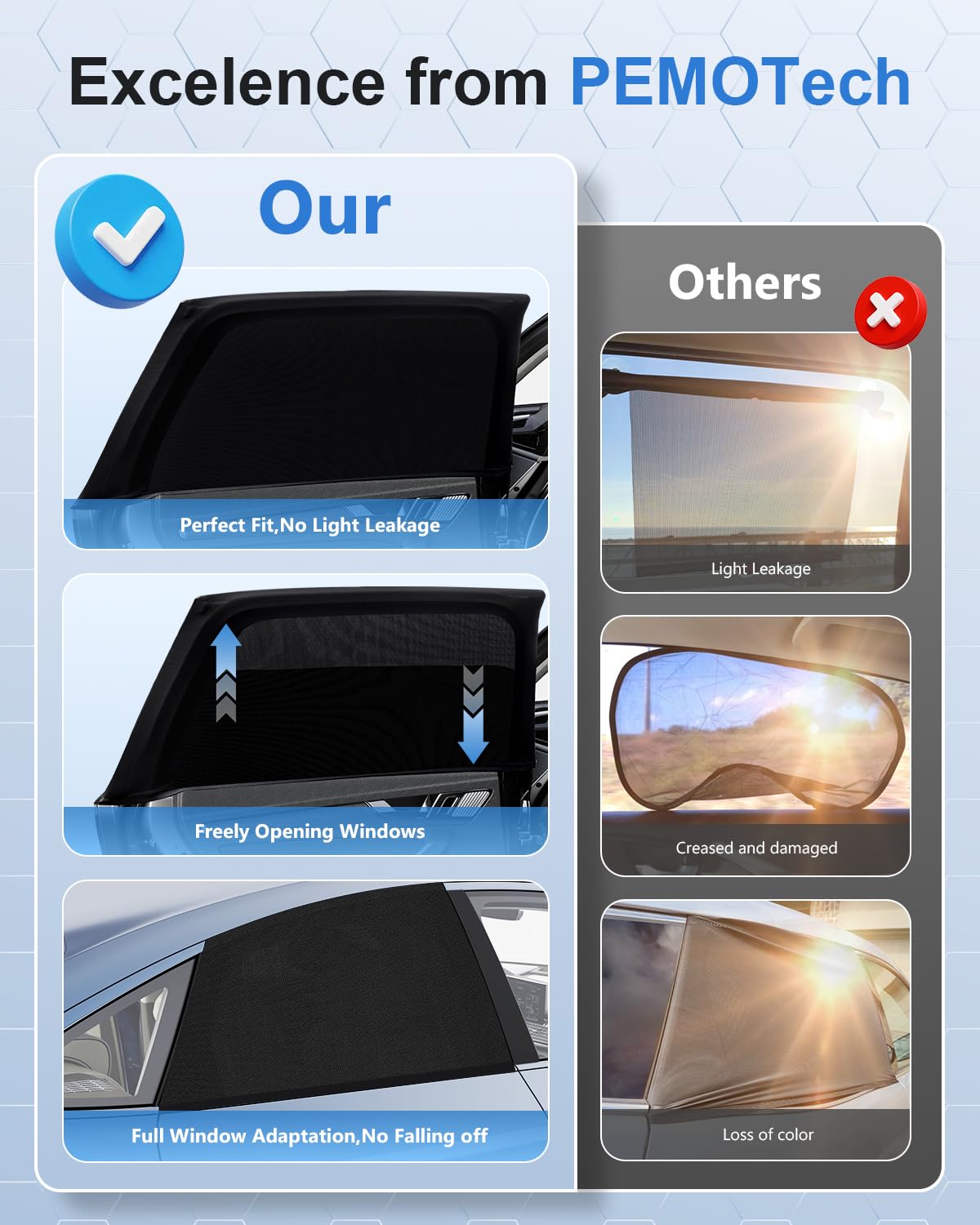Car Window Shades(2 Pack)-Side Window Sun Shades, UV Protection Breathable Spandex Baby Window Covers, Universal Fit Most of Cars, Protect Privacy for Family-(27.2"x39.8"), Black