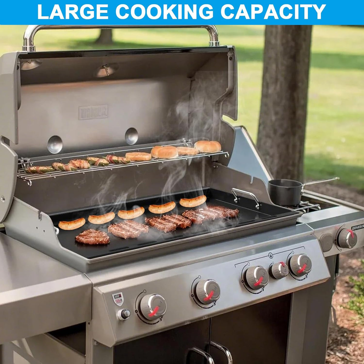 6789 Full-Size Griddle Inserts for Weber Genesis II 400 Series Gas Grills Flat Top Griddle with Handles for Weber Genesis II E-410 S-410 E-435 S-435 E-440 S-440 LX E/S-440