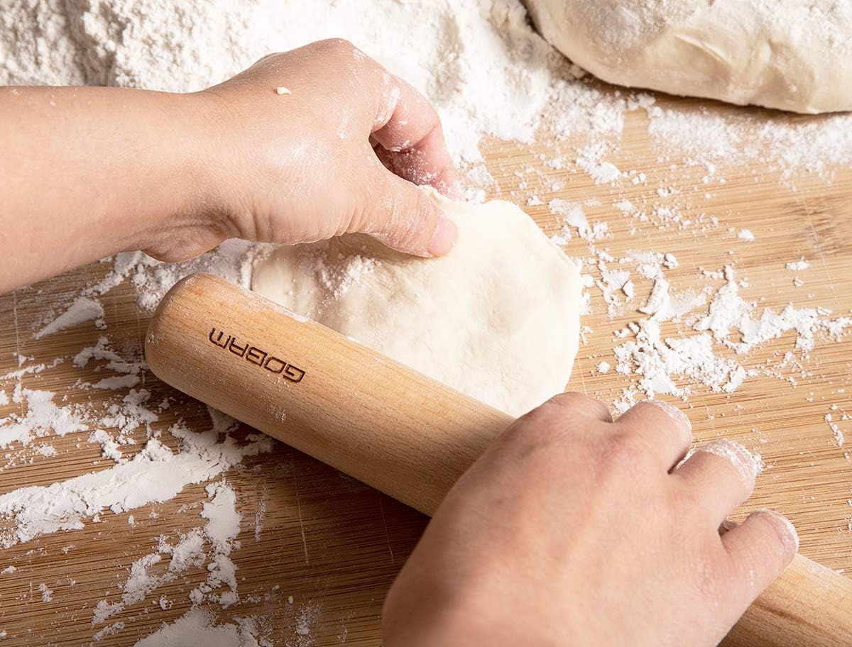 GOBAM Wood Rolling Pin, Extra Large - Dough Roller for Pasta, Cookies, Pie, Pizza, Chapati, Fondant, Rolling Pins for Baking, Bread Making Tools and Supplies - 15.8 x 1.6 Inches