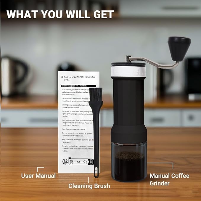 Mini Manual Coffee Grinder – 40 Adjustable Settings, Portable Hand Crank Mill with 30g Capacity, Conical Burr for Espresso, Pour Over, French Press | Perfect for Travel, Camping & Office