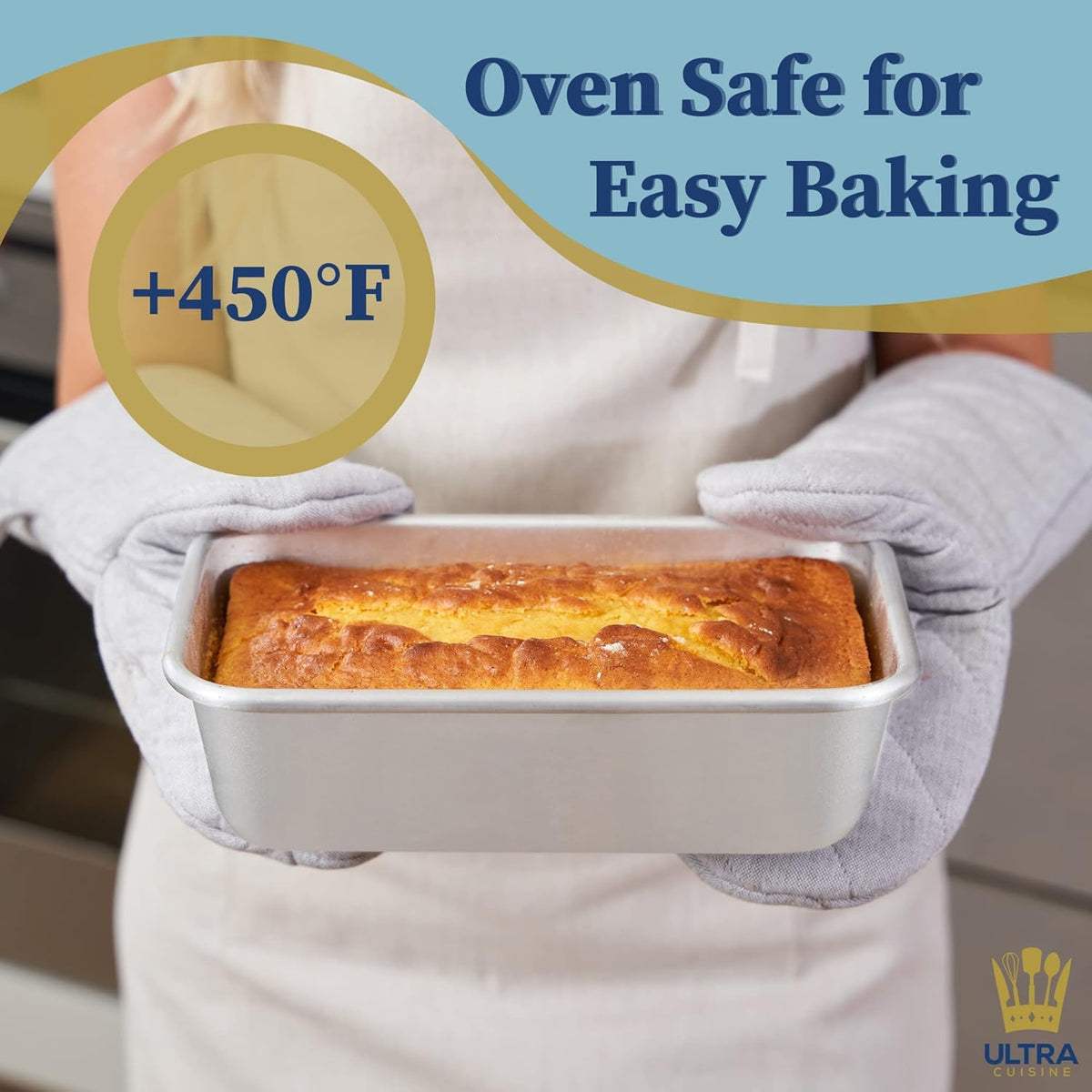 Ultra Cuisine Aluminum Loaf Pan for Baking Bread - 9.5x5 inch Loaf Pan, 1lb - Easy Clean, Quality, Durable Bread Tin - Commercial Aluminum Bread Pan for Baking Banana Bread, Cakes, Casseroles, Loaves
