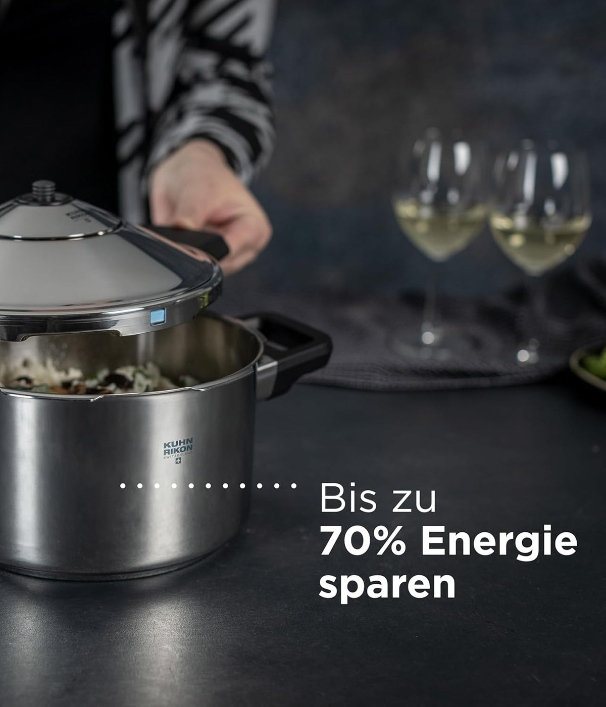 Kuhn Rikon Duromatic Stainless-Steel Saucepan Pressure Cooker - 3.7-Qt