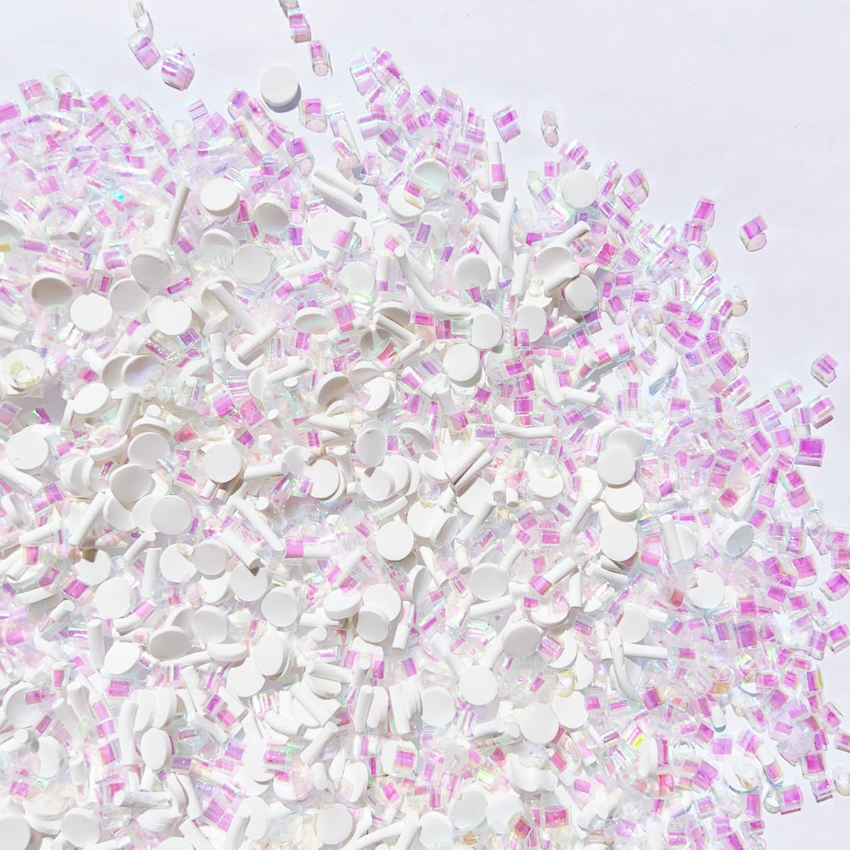 EHOPE Fake Sprinkles Polymer Sprinkles Faux Sprinkles Fake Candy Sprinkles Clay Sprinkles Polymer Clay Slices for Nail Art DIY Crafts Cake Phone Case (50-Guan WhiteRound+Sugar)