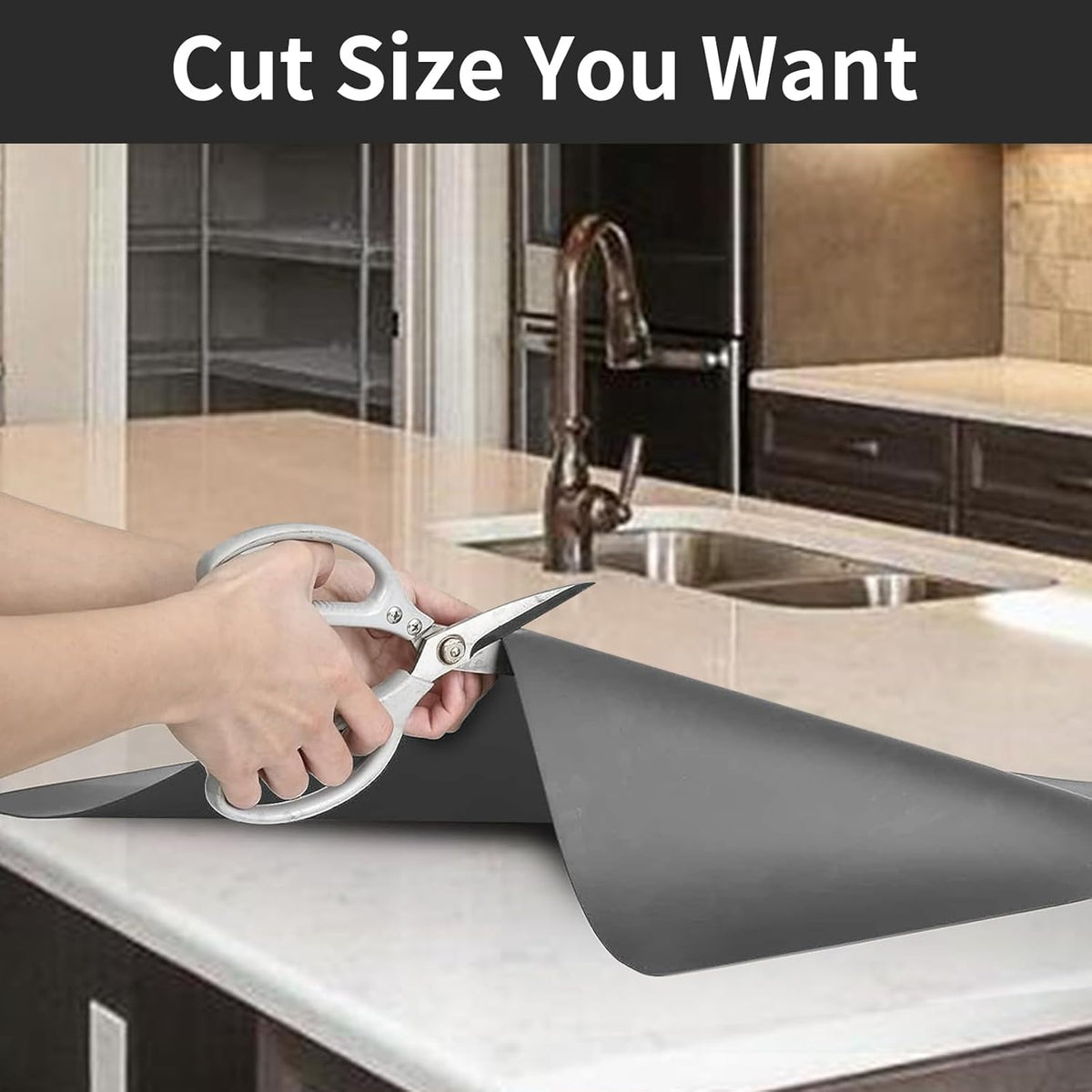 Super Large Silicone Mat, 120"x24" Silicone Mats for Kitchen Counter, Non-slip Heat Resistant Mat,Thicken Kitchen Counter Mat, Waterproof Countertop Protector for Craft (Black)