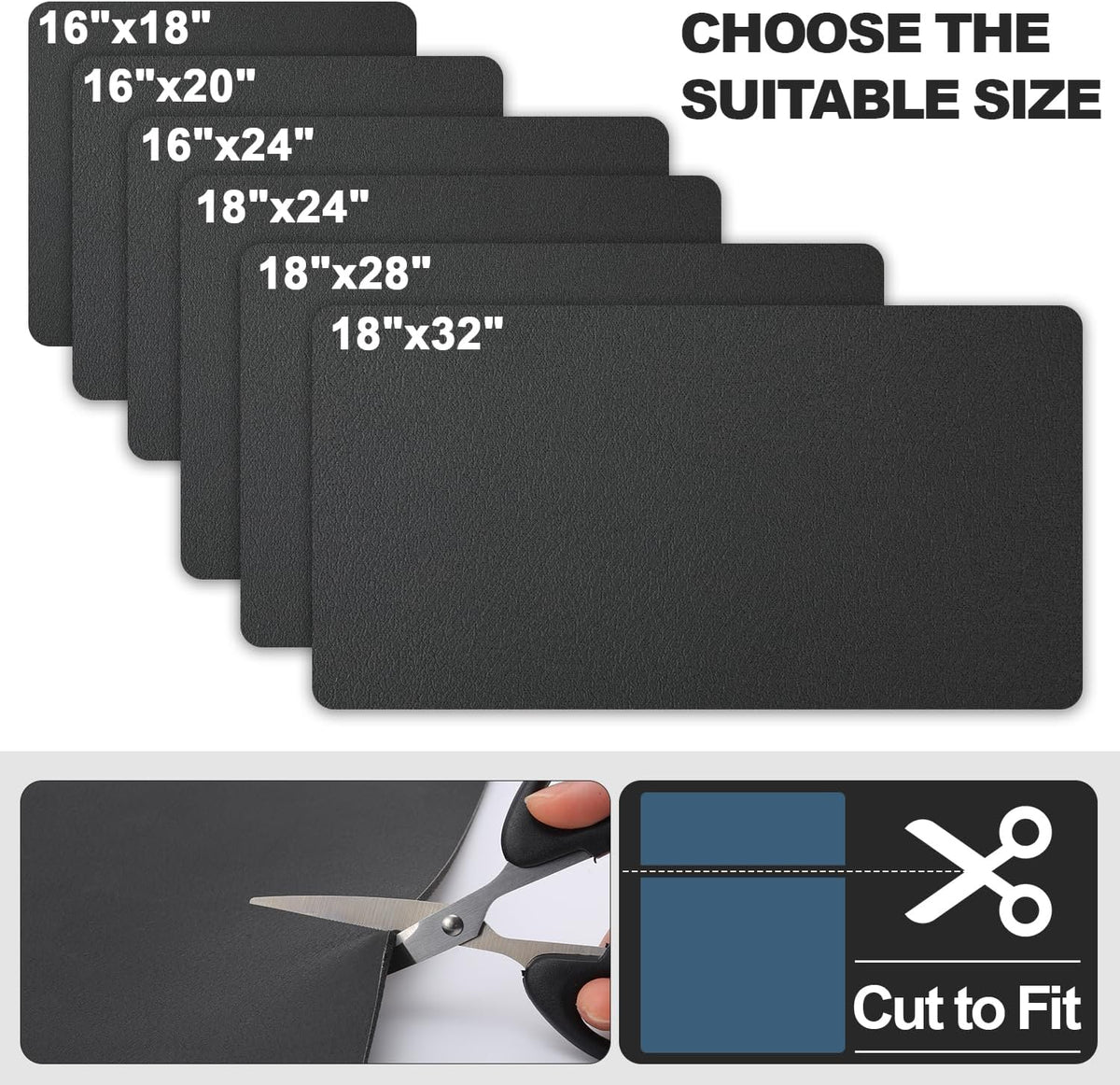 Dish Drying Mat for Kitchen Counter | Coffee Bar Mat for Countertops | Heat Resistant Drainer Mat with Non-slip Rubber Backed | Hide Stain Kitchen Absorbent Draining Mat | Black 18"x24"