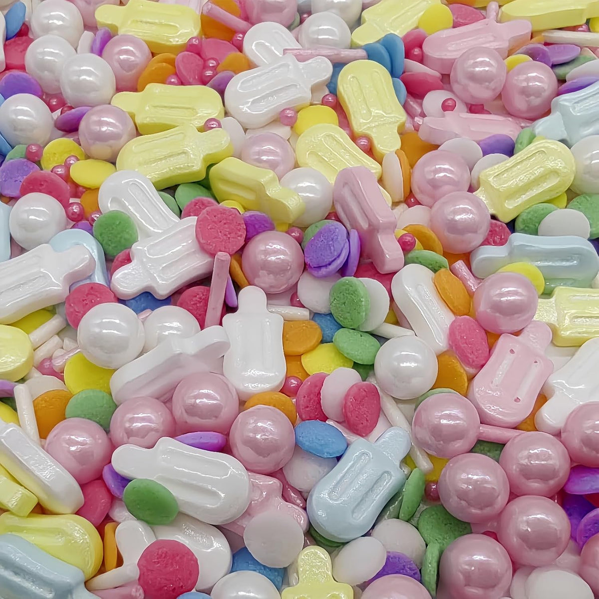 Popsicle Sprinkles Candy Mix Size Edible Pearls Cake Decorations Cupcake Toppers Cookie Decorating Perfect for Wedding Party Valentine Halloween Christmas Supplies 4.58OZ