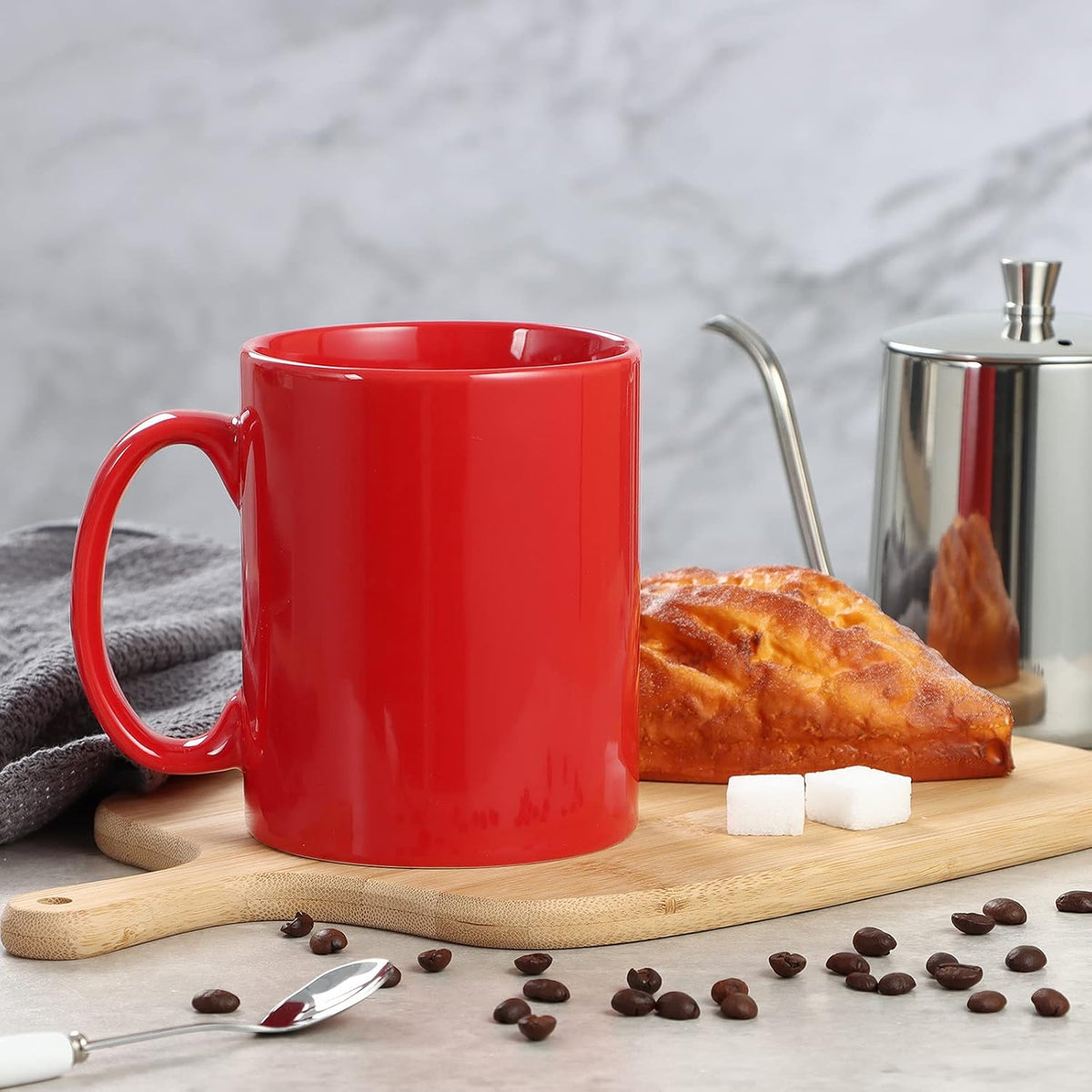 Large Coffee Mugs, 22 OZ(650ml) Extra Coffee Mug Set of 2, Smooth Ceramic Boss Cups, Big Capacity and Large Handle, for Dad Men, Red